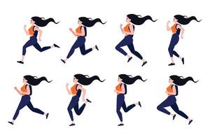 woman running collection flat style on background vector
