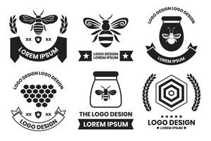 Bees and honeycombs logo or badge in Vintage style vector