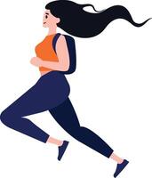 mujer corriendo plano estilo aislar en antecedentes vector