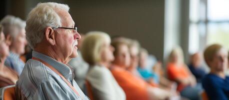 AI generated Senior citizens attending a financial education workshop led by a professional consultant photo