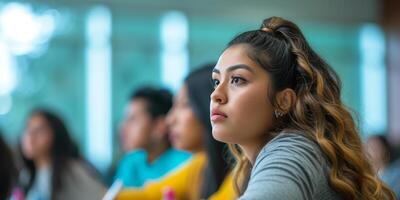 AI generated Campus seminar on personal finance for college students photo