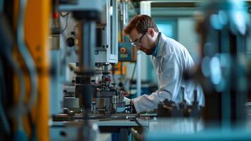 AI generated Industrial Engineer Testing Metal Strength in Materials Lab photo