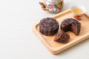 Chinese moon cake dark chocolate flavour photo