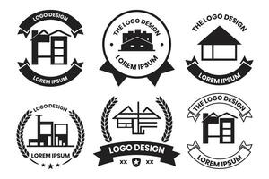 houses and skyscrapers logo or badge in Vintage style vector