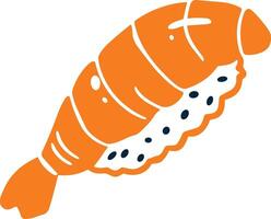 isolate shrimp sushi flat style on background vector