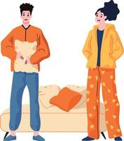 people wearing pajamas flat style isolated on background vector