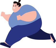 fat man running flat style isolate on background vector