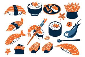 japanese food set flat style isolated on background vector