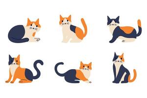 cat collection flat style on background vector