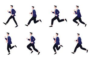 businessman running collection flat style on background vector