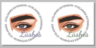 Colorful women's eyes with makeup. Eye makeup closeup.  Beauty Salon Social media design layout template. Beauty Salon Banner template. Hand-Drawn vector illustration female eyes set.