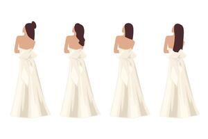 Bride wearing Elegant Wedding Dress, Elegant Bride Couple, Wedding Concept vector