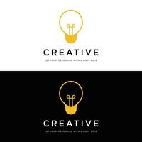 Simple light bulb logo template design with creative idea. vector