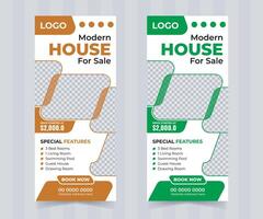 Modern real estate pull-up banner design or display standee roll up banner template vector