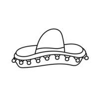 An iconic sombrero in a minimalist linear illustration. The rich cultural hat of Mexico. This doodle vector graphic is for logos, travel designs, or festive event promotions, traditional flair