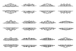Abstract ornate vector text frames with hearts, calligraphy collection. Borders with hearts copy space, empty for your text or heading. Luxury elegant decorative design elements