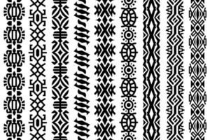 Abstract lace trim decorative patterns set. black chained long geometric ribbon patterns. Abstract vector border decorative design elements collection