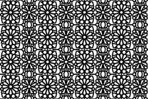 Abstract seamless black and white floral pattern. Lace, trim, line art pattern with floral elements. vector