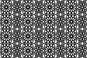 resumen sin costura negro y blanco floral modelo. cordón, recortar, línea Arte modelo con floral elementos. vector