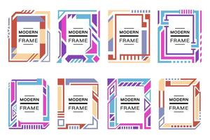 Abstract vibrant vertical modern vector frames collection. Colorful geometric rectangle borders. Copy space for your images and text