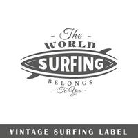 Surfing label isolated on white background vector