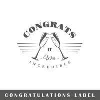 Congratulation label isolated on white background vector