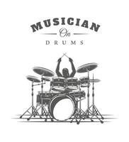 Drummer plays the drums vector