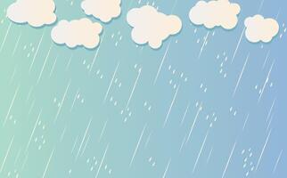 Rain drops isolated on blue background. Rainfall. Cloud and rain, rainy season, vector design, illustration.