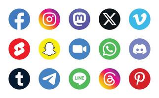 social medios de comunicación logos icono conjunto vector