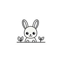 Outline illustration of a rabbit on a white background, rabbit drawing. Easter bunny. vector