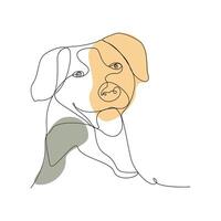 Continuous one line drawing style of dog head out line vector