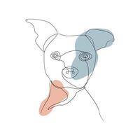 Continuous one line drawing style of dog head out line vector