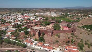 Aerial flyover of the Portuguese city of Silves in the Algarve region video