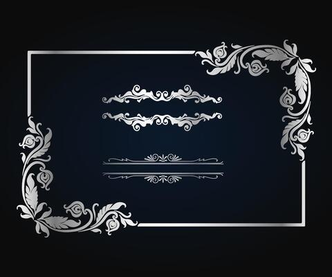 Luxury frame design card design antique luxury vintage. Fashionable frame. Design template silver colour. Set of gorgeous foreheads.