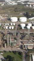 Vertical Video of Oil Refinery Aerial View