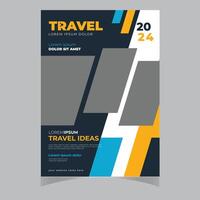 Travel business promotion web banner template design for social media. Travelling, tourism or summer holiday tour online marketing flyer, post or poster with abstract graphic background and logo. vector