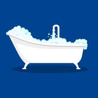 vector ilustración de un bañera con espuma burbujas en un azul antecedentes. concepto de hora para baños y nadar.