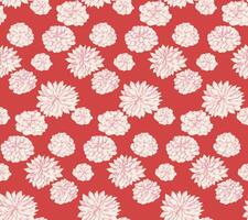 Seamless pattern stylized flowers peonies, dahlias. Abstract, artistic, gently floral on a orange background. Vector hand drawn. Design for fashion, fabric, textiles, printing