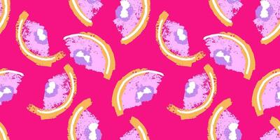 Bright pink seamless pattern with abstract shapes semicircle. Vector hand drawn sketch. Simple background with geometric texture and bold lines, drops. Collage template for designs, patterned, print