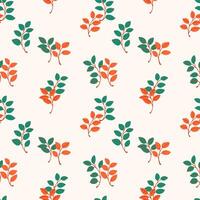 Minimalistic simple creative tiny branches leaves seamless pattern. Abstract cute leafs randomly scattered over a white background. Vector hand drawn sketch. Collage for printing, design, fabric