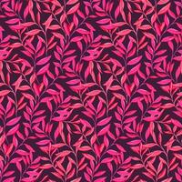 Bright pink orange leaves branches intertwine in a seamless pattern. Chic stylized artistic garden leaf background. Vector drawn illustration. Template for design, textile, fashion, print, fabric