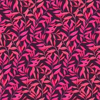 Bright pink orange leaves branches intertwine in a seamless pattern. Chic stylized artistic garden leaf background. Vector drawn illustration. Template for design, textile, fashion, print, fabric