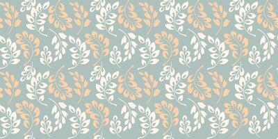 Pastel simple seamless pattern with contour silhouette tiny branches leaves and shapes drops, spots. Abstract shape leaf stems patterned. Collage template for designs, printing, fabric vector