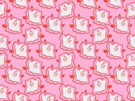 Bright pink seamless pattern with abstract creative shapes flowers, contour. Vector hand drawn sketch. Simple background with geometric flower, outlines, spots, drops. Collage template for designs