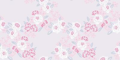 Light pastel creative gently floral patterned. Seamless abstract, artistic simple rose flowers, tiny leaves, buds, pattern. Vector hand drawn sketch. Template for design, printing, collage, fabric