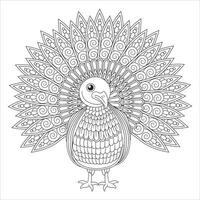 Turkey Mandala coloring page for Adult vector