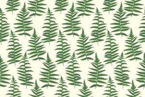 Seamless pattern with abstract shapes branches leaves ferns. Stylized green garden plants leaf patterned on a light background. Vector hand drawn sketch. Collage for designs, printing