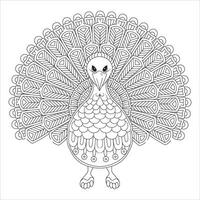 Turkey Mandala coloring page for Adult vector