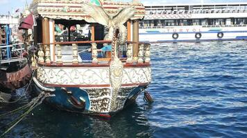 Turkey istanbul 16 july 2023. historical boats that sell fish in Istanbul video