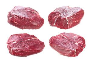 Fresh piece of raw beef isolated on white background. photo